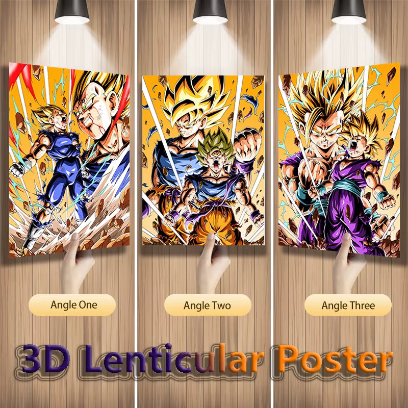 Dragon Ball Z Anime Lenticular Poster Vegeta Painting Wall Art 3D Flip Gradient Poster Home Decor(Without Frame)