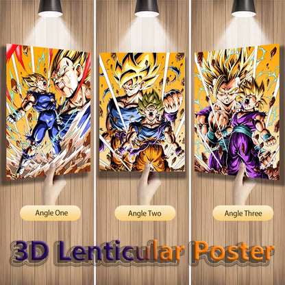 Dragon Ball Z Anime Lenticular Poster Vegeta Painting Wall Art 3D Flip Gradient Poster Home Decor(Without Frame)