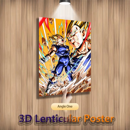 Dragon Ball Z Anime Lenticular Poster Vegeta Painting Wall Art 3D Flip Gradient Poster Home Decor(Without Frame)