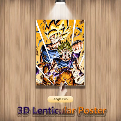 Dragon Ball Z Anime Lenticular Poster Vegeta Painting Wall Art 3D Flip Gradient Poster Home Decor(Without Frame)